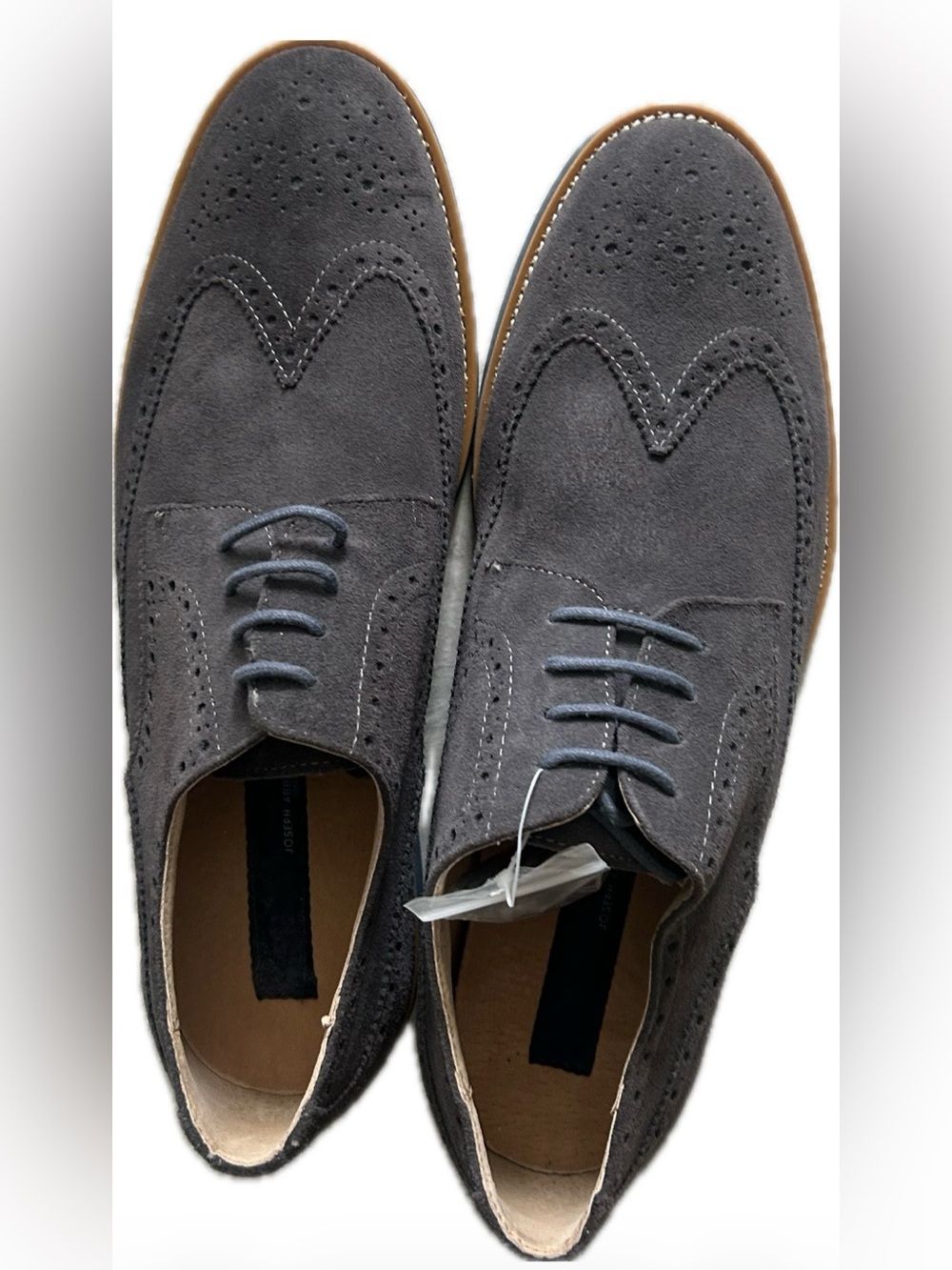 🆕 Joseph Abboud Sz 12 Men’s Gray Suede Wingtip Brogue Dress Shoes Oxfords - Picture 2 of 8